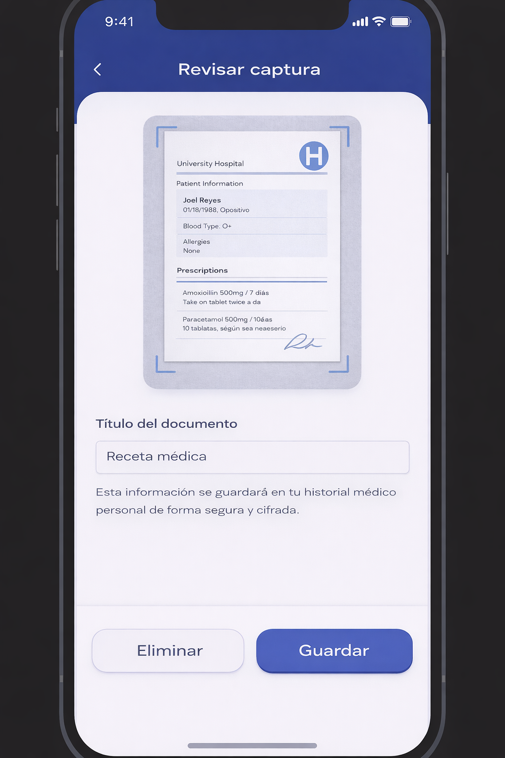 Procesamiento de receta en dKura